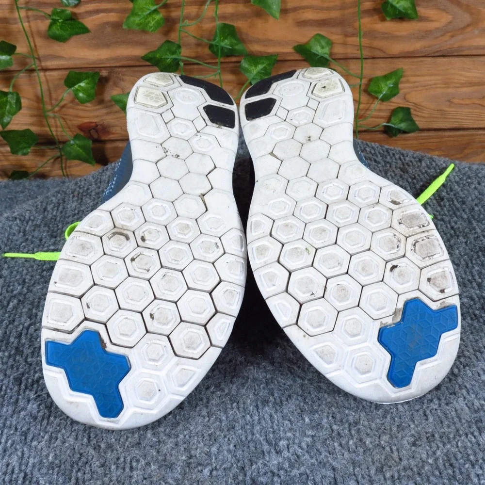Nike Free 5.0 Kids Running Shoe Size 5Y Athletic Performance Blue Lime Green